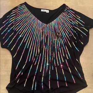 Cato Black Sequin Embellished Women's Top